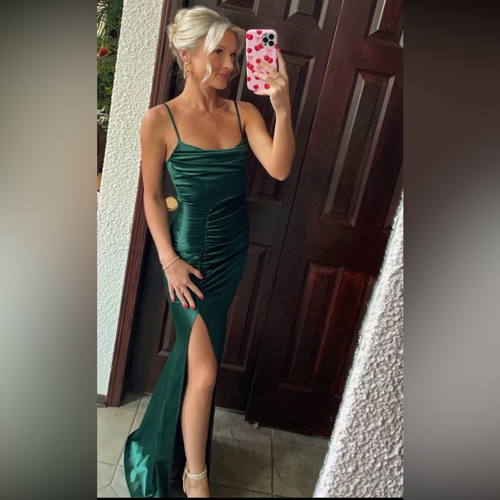 Windsor Green Satin Maxi Dress